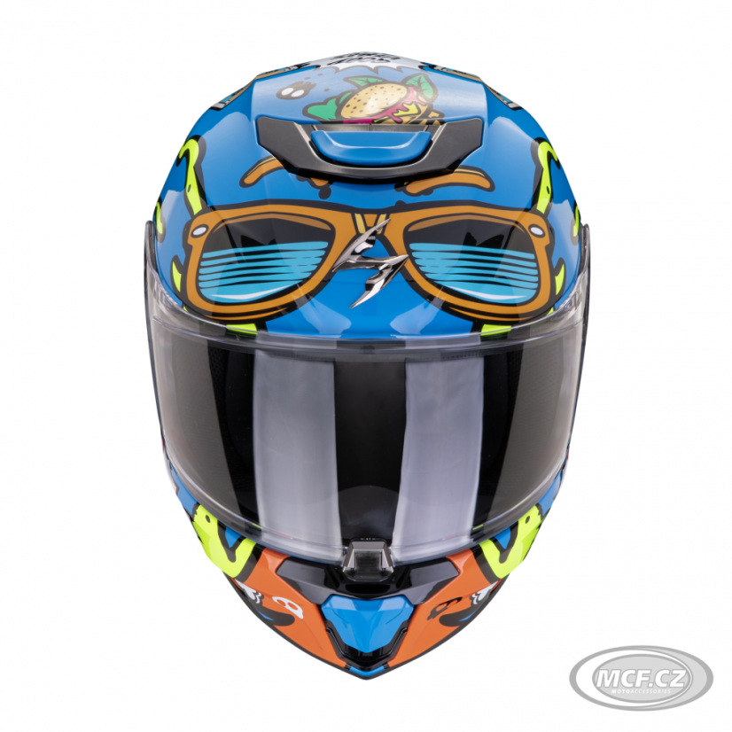 Dětská moto přilba SCORPION EXO-JNR AIR FUN modro/oranžová