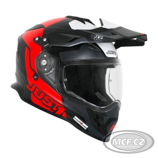 Moto přilba JUST1 J34 PRO TOUR matná neonově červeno/černá