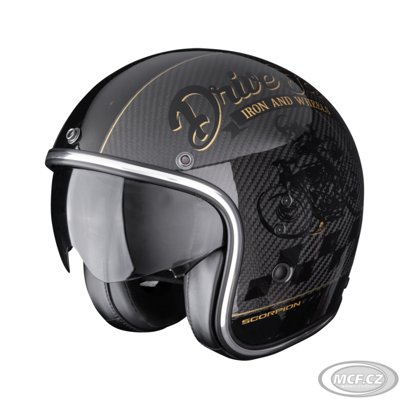 Moto přilba SCORPION BELFAST EVO CARBON ZIPPY černo/zlatá
