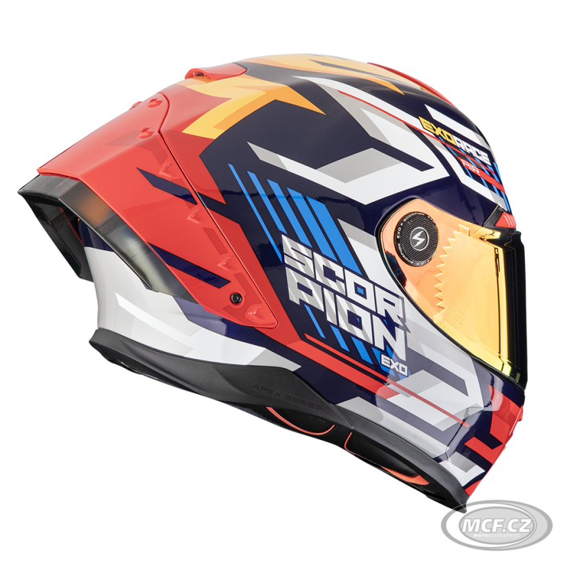 Moto přilba SCORPION EXO-RACE AIR KOBRA FIM2 modro/žluto/červená