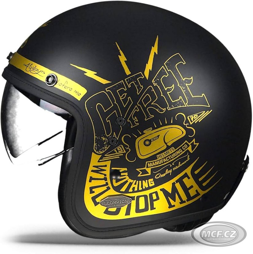 Moto přilba SCORPION BELFAST FENDER černo/zlatá matná