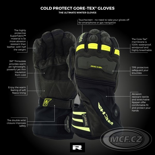 Moto rukavice RICHA COLD PROTECT Gore-Tex černé