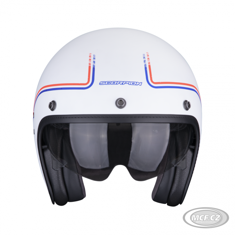 Moto přilba SCORPION BELFAST EVO SOUL matná bílo/modro/červená