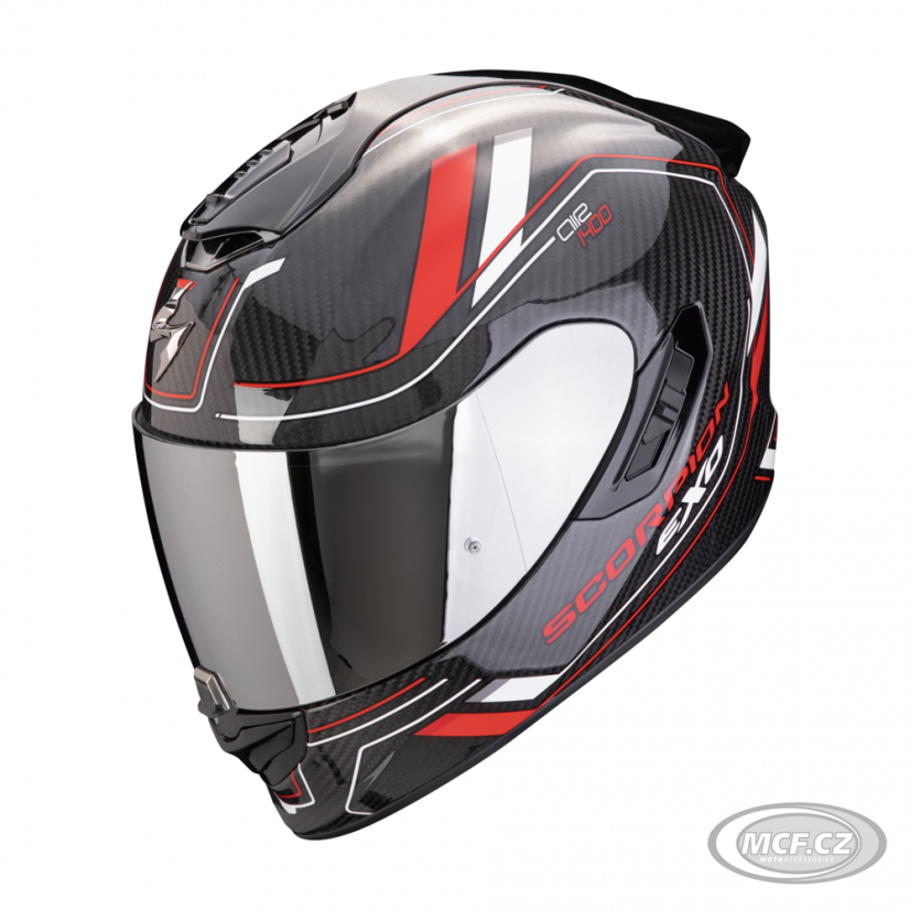 Moto přilba SCORPION EXO-1400 EVO II CARBON AIR MIRAGE černo/červeno/bílá