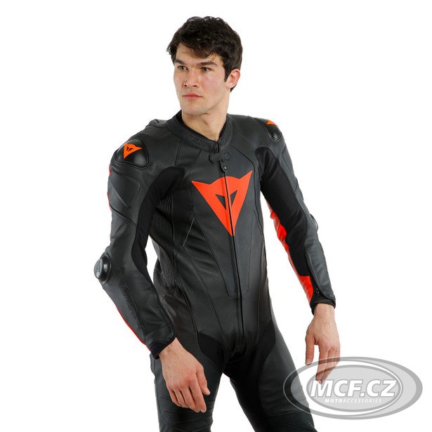 Moto kombinéza DAINESE LAGUNA SECA 5 černo/fluo červená perforovaná