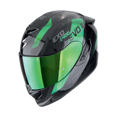 Moto přilba SCORPION EXO-1400 EVO II CARBON AIR PLATTED černo/zelená