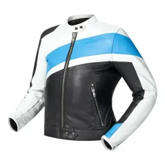 Motorcycle leather jacket RICHA PAIGE white/light blue