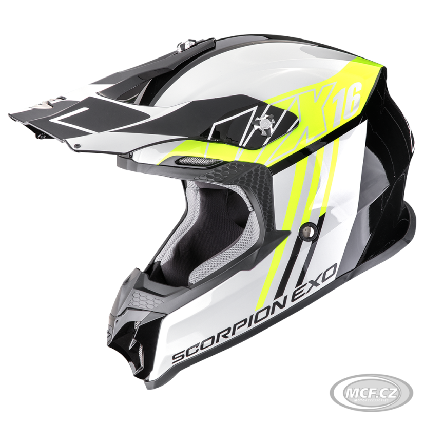Moto přilba SCORPION VX-16 EVO AIR LIGNES černo/fluo žlutá