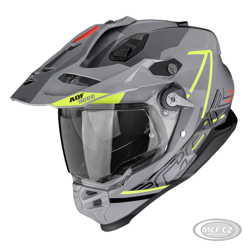 Moto přilba SCORPION ADF-9000 AIR SUMMIT stříbrno/fluo žlutá