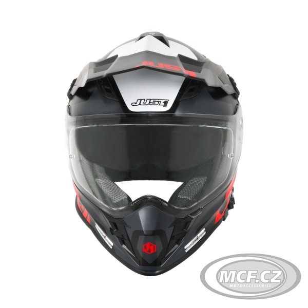 Moto přilba JUST1 J34 PRO TOUR matná neonově červeno/černá