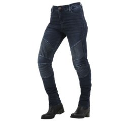 Dámské kevlarové moto kalhoty OVERLAP STRADALE WAXED JEANS tmavě modré