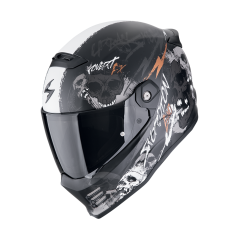 Motorcycle helmet CORPION COVERT FX SKULLZ matte black/grey/gold