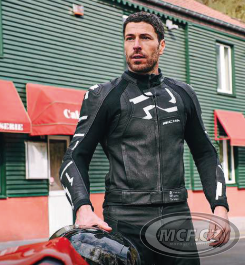 Moto bunda RICHA STRADALE černo/bílá kožená