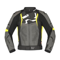 Moto bunda RICHA STRADALE fluo žluto/šedá kožená