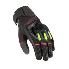 Motorcycle gloves SECA GRAVEL black/red/fluo yellow