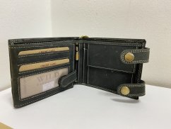 Peněženka kožená černá s řetízkem