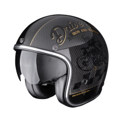 Moto přilba SCORPION BELFAST EVO CARBON ZIPPY černo/zlatá