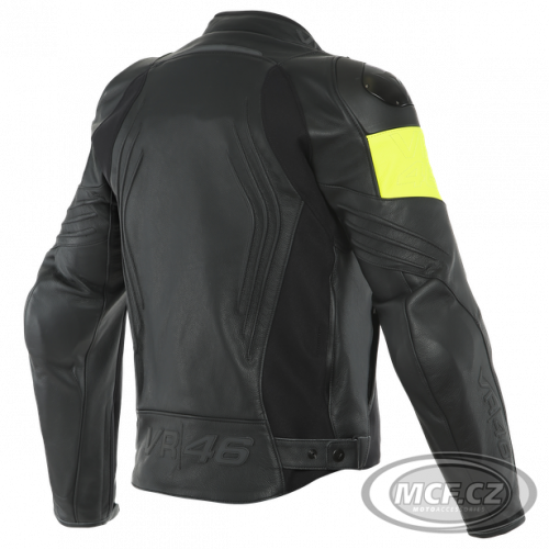 Moto bunda DAINESE VR46 POLE POSITION kožená černo/žlutá
