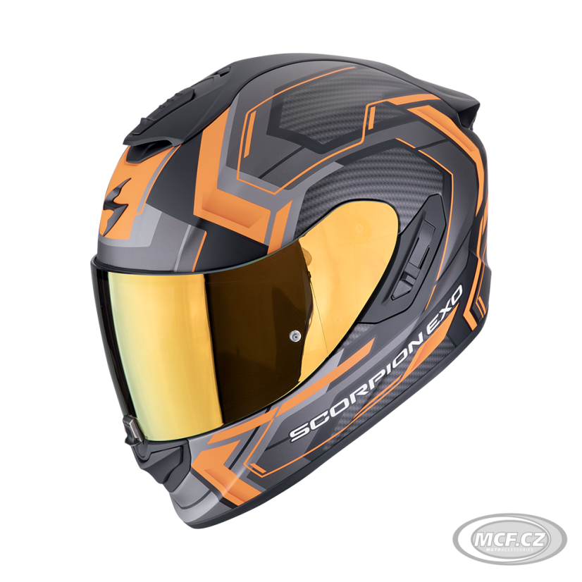 Moto přilba SCORPION EXO-1400 EVO II AIR LINART matná černo/oranžová