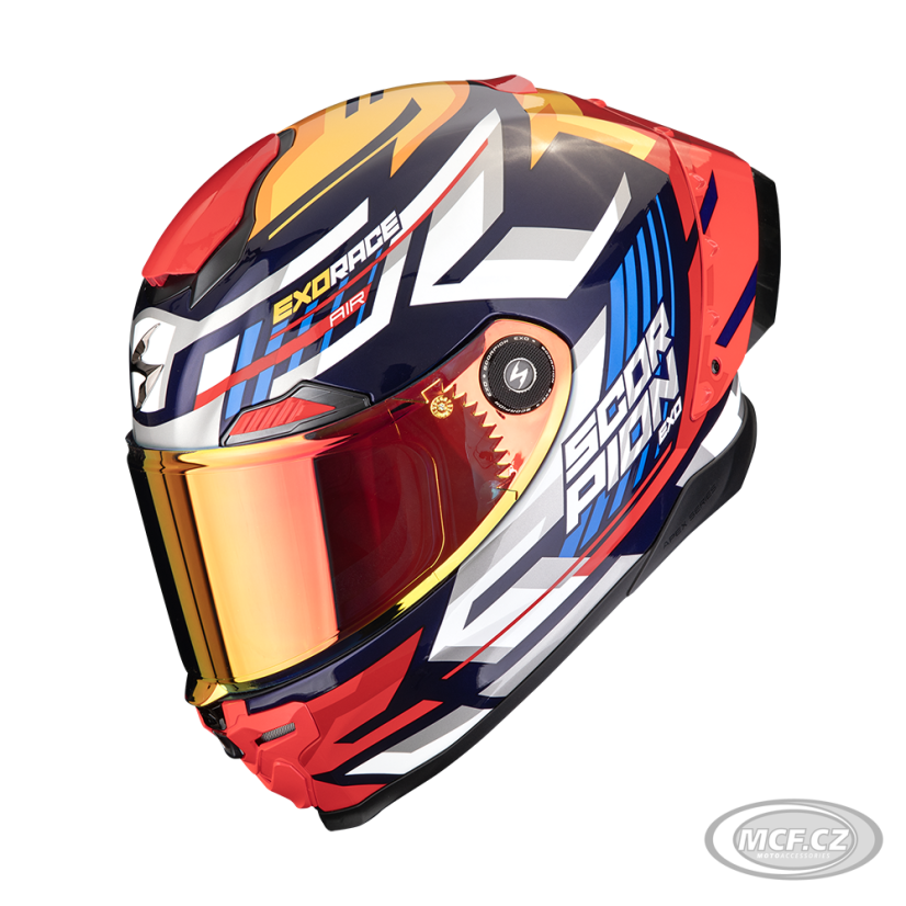 Moto přilba SCORPION EXO-RACE AIR KOBRA FIM2 modro/žluto/červená