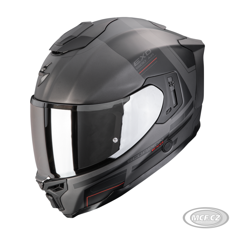 Moto přilba SCORPION EXO-1500 AIR DUAL matná střibrno/černo/červená