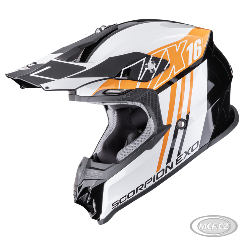 Moto přilba SCORPION VX-16 EVO AIR LIGNES černo/oranžová