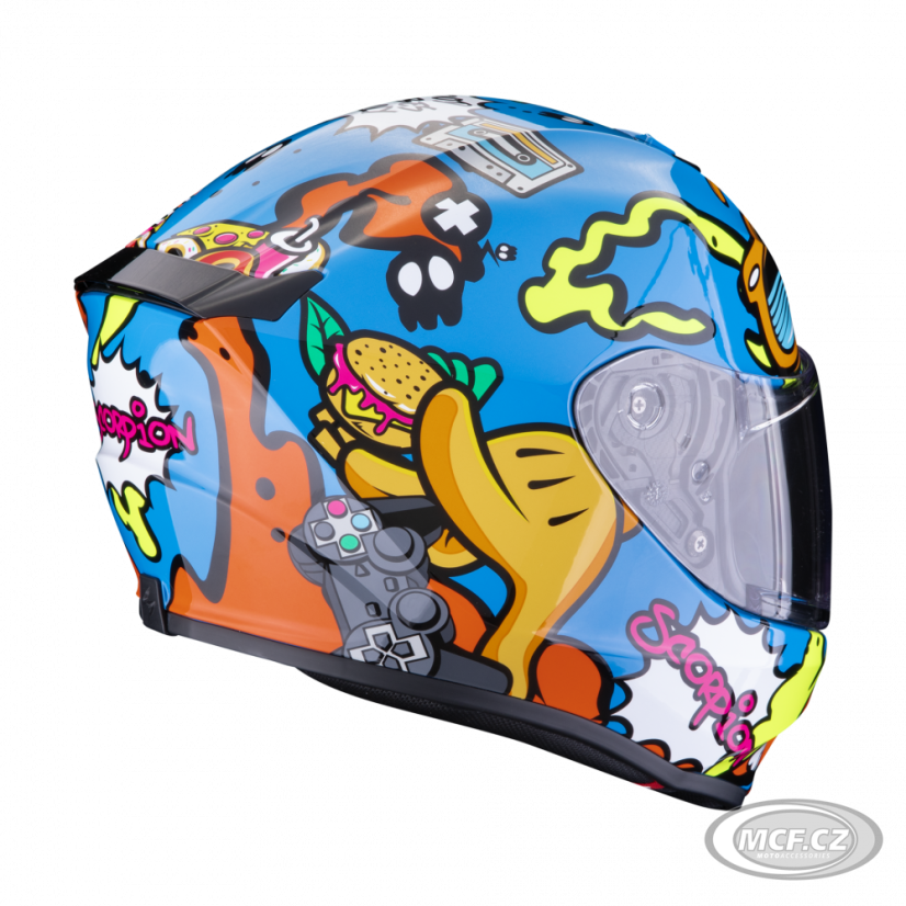 Dětská moto přilba SCORPION EXO-JNR AIR FUN modro/oranžová