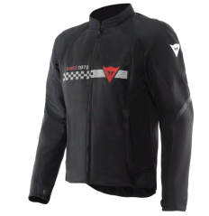 Motorcycle leather jacket Dainese HEROSPHERE AIR TEX black/white stripes