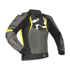 Motorcycle leather jacket RICHA STRADALE fluo yellow/grey