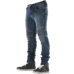 Kevlarové moto kalhoty OVERLAP CASTEL STONE WASHED JEANS modré