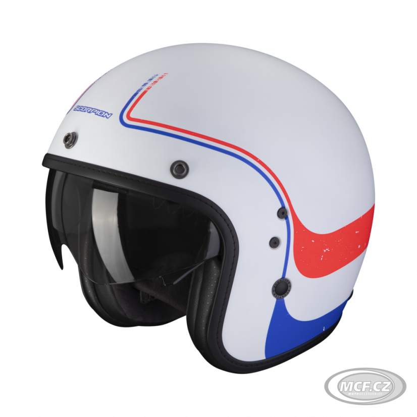 Moto přilba SCORPION BELFAST EVO SOUL matná bílo/modro/červená