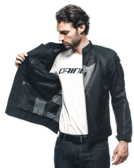 Motorcycle leather jacket Dainese HEROSPHERE AIR TEX Black/White Diamond