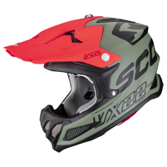 Motorcycle helmet SCORPION VX-22 AIR UPDOWN matte green/black/red