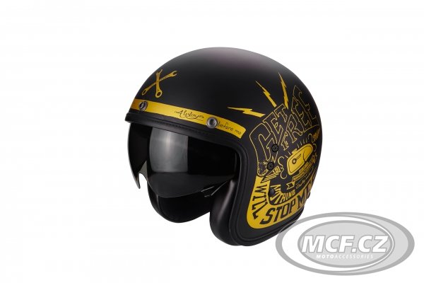 Moto přilba SCORPION BELFAST FENDER černo/zlatá matná