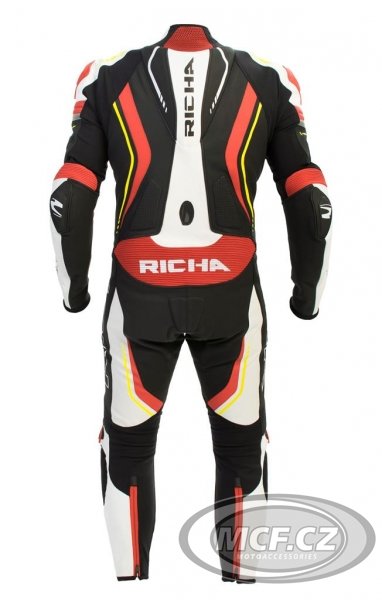 Moto kombinéza RICHA FRANCORCHAMPS jednodílná červená/fluo žlutá - nadměrná velikost