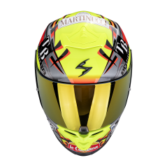 Moto přilba SCORPION EXO-R1 EVO II AIR ARON MISANO stříbrno/fluo žluto/modrá