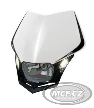 Maska na moto RTECH V-FACE LED černo/bílá