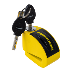 Zámek brzdového kotouče Riderr RT6 s alarmem žlutý
