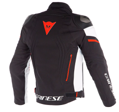 Motorcycle jacket DAINESE RACING 3 D-DRY black/white/fluo red
