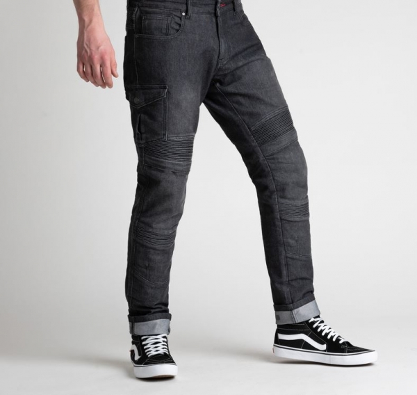 Moto kalhoty BROGER OHIO jeans washed black 36/34